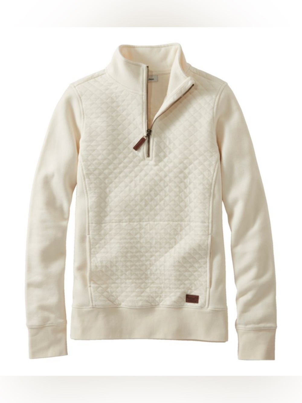 LL Bean Quilted Half-Zip Pullover Sweater - Cream